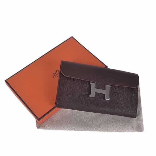 Replica Hermes Wallet High Quality H6023 Ladies Coffee Lizard Leather Purse with wholesale price from China.