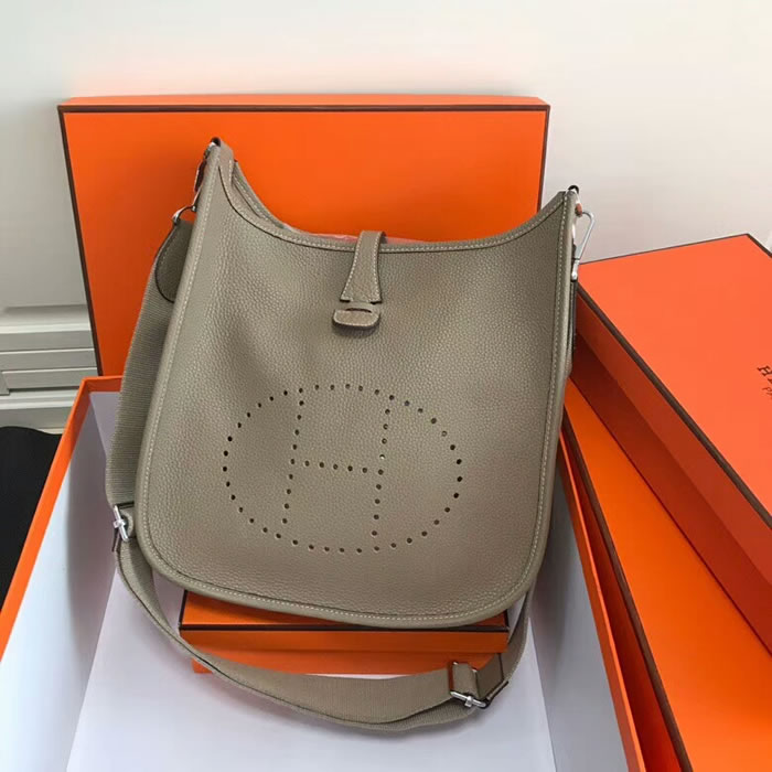 Replica Top Quality Hermes Evelyne Handbag Khaki Shoulder Bags 28Cm