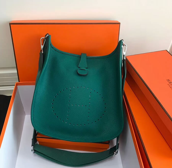 Replica Top Quality Hermes Evelyne Handbag Green Shoulder Bags 28Cm
