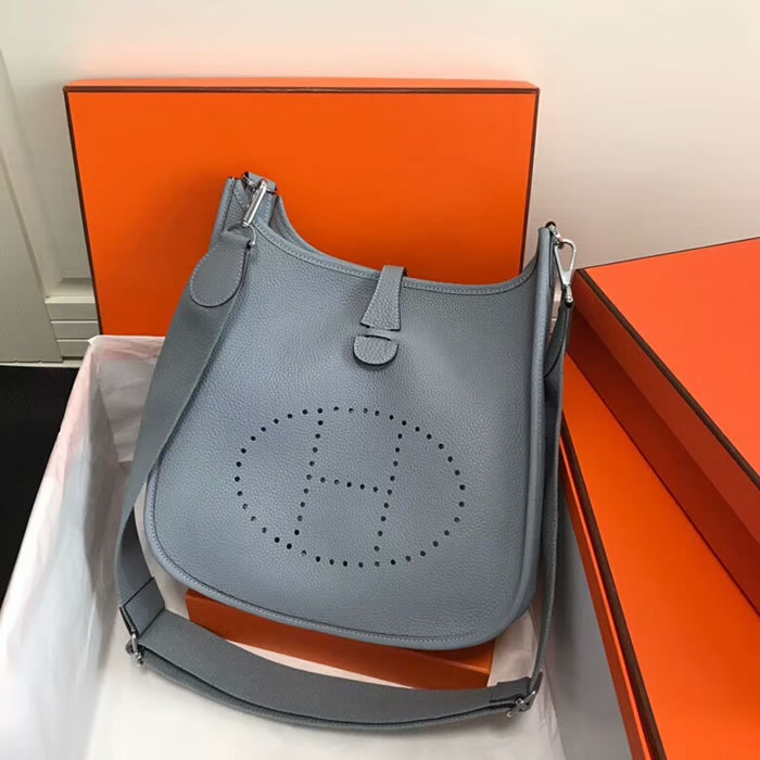Replica Top Quality Hermes Evelyne Handbag Gray Shoulder Bags 28Cm