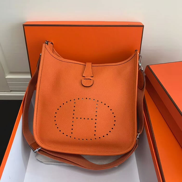 Replica Top Quality Hermes Evelyne Handbag Orange Shoulder Bags 28Cm