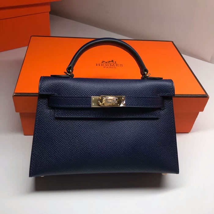 Fake Discount Hermes Mini Kelly Epsom Blue Messenger Bags