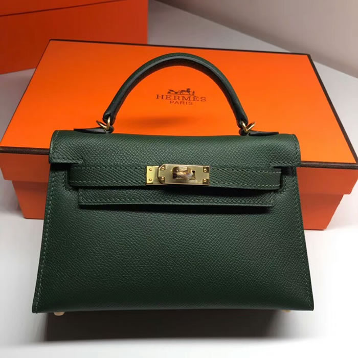 Fake Discount Hermes Mini Kelly Epsom Dark Green Messenger Bags