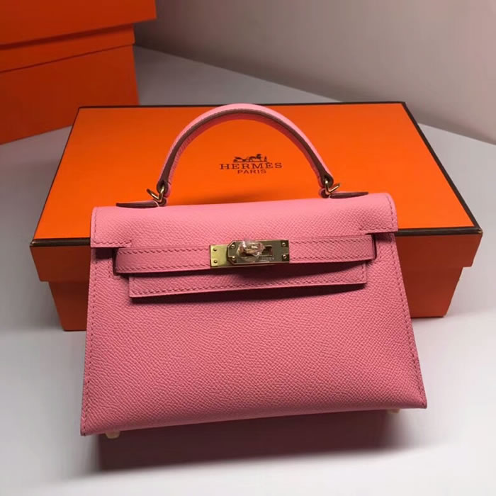 Fake Discount Hermes Mini Kelly Epsom Pink Messenger Bags