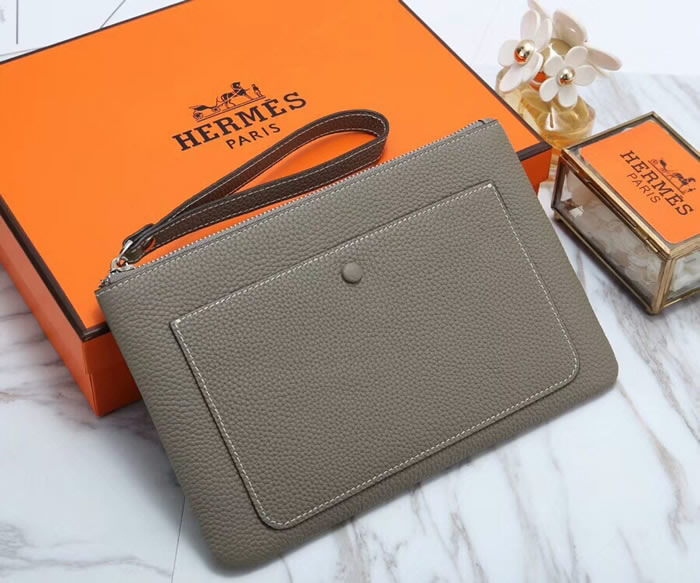 Fake Hermes Casual Men And Women Gray Clutches Bags Outlet