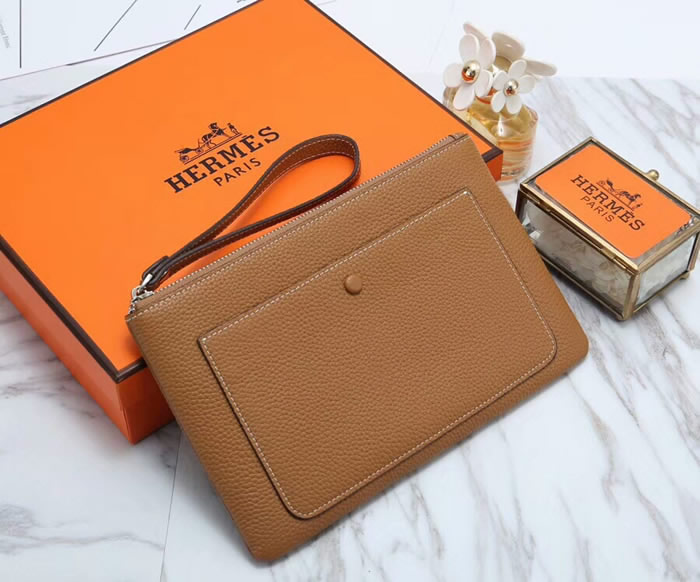 Fake Hermes Casual Men And Women Khaki Clutches Bags Outlet
