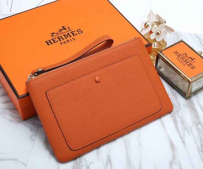 Fake Hermes Casual Men And Women Orange Clutches Bags Outlet