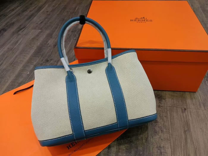 Discount Hermes Blue Garden Party Handbags Crossbody 30cm 1:1 Quality