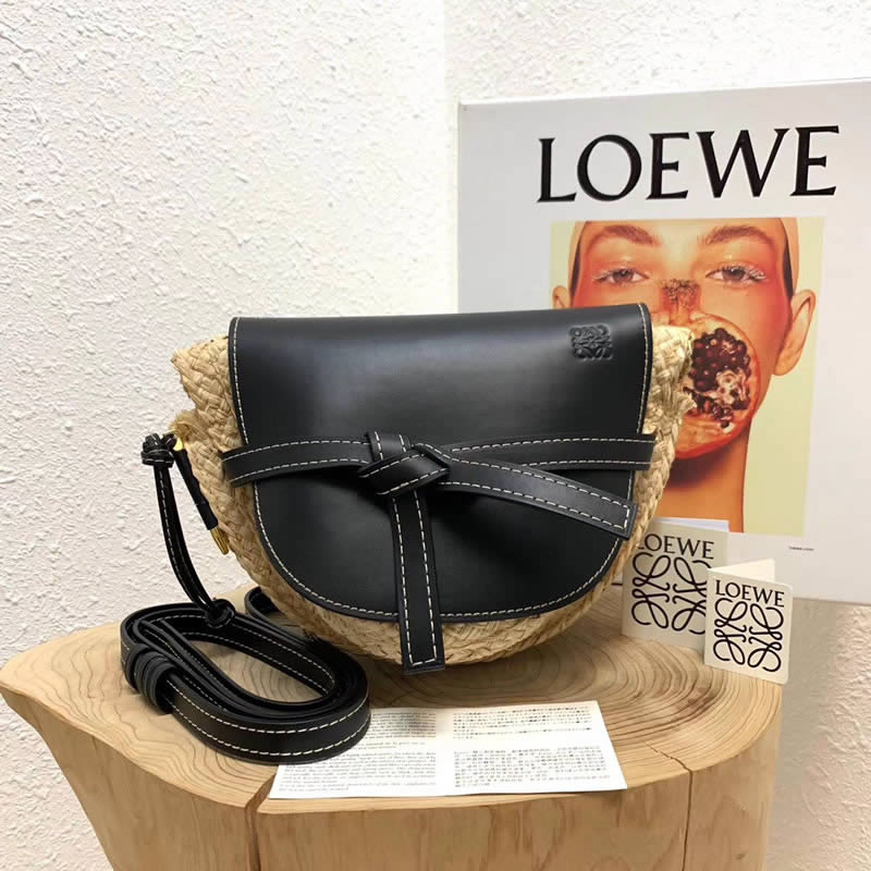 Fashion New Loewe Straw Bows Black Crossbody Shoulder Bag