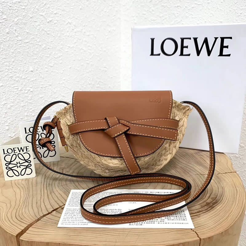 Discount New Loewe Mini Straw Bows Brown Crossbody Shoulder Bag