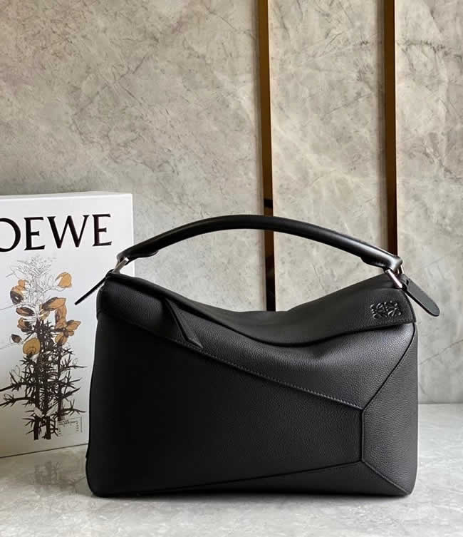 Fake Loewe Men Black Geometric Puzzle Bags Shoulder Crossbody Bag