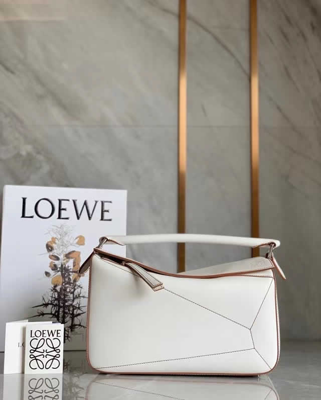 Replica New Loewe White Puzzle Bag One Shoulder Crossbody Bag