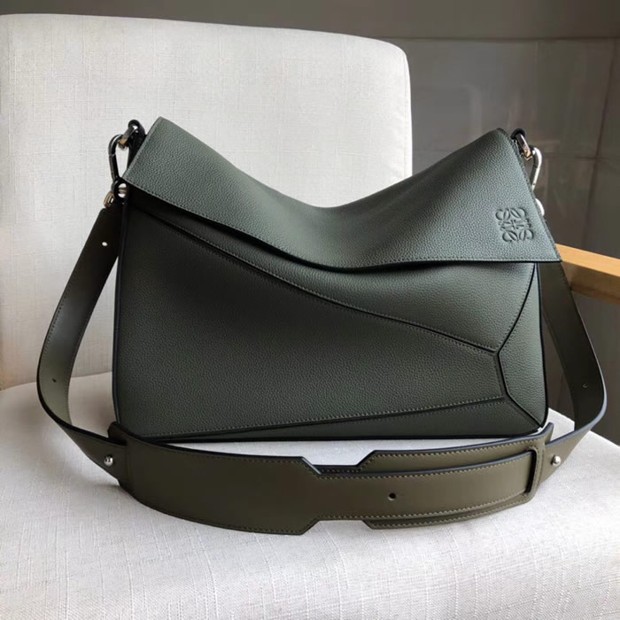 Fake Cheap Loewe Puzzle Dark Green Messenger Bag High Qualtiy