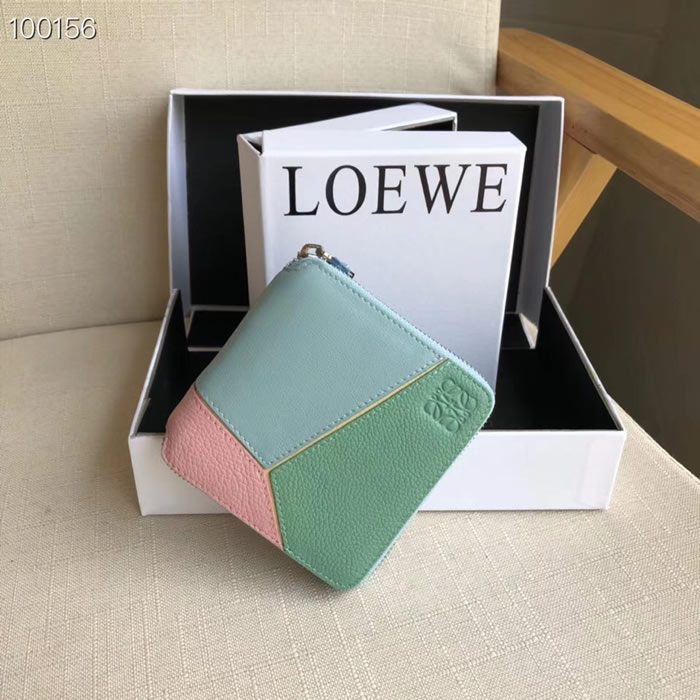Wholesale Fake Cheap Loewe Green Puzzle Small Wallet