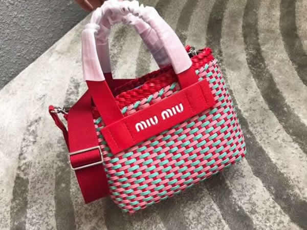 Replica Top Quality Red MiuMiu Handmade Woven Handbags 5BA077