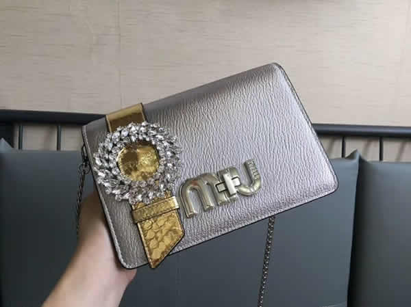 Cheap Miu Miu New Ring Crystal Drill Clutch Bag Silver Shoulder Bag 5Bf068