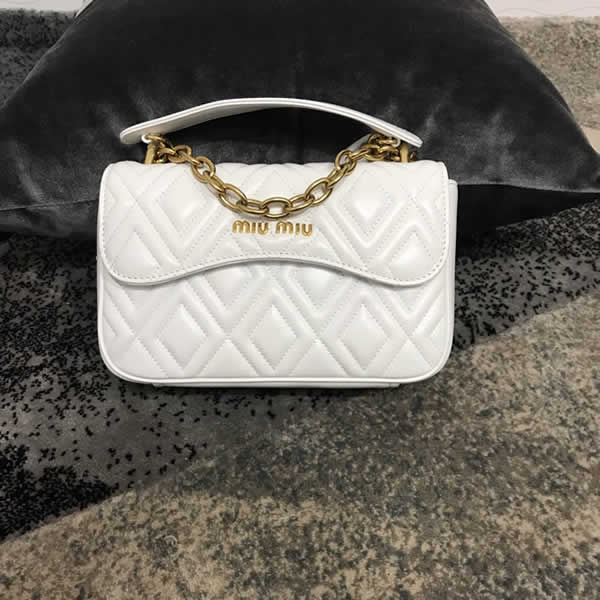 Replica Miu Miu Matelasse Fashion White Flap Handbag Crossbody Bag 5BD140