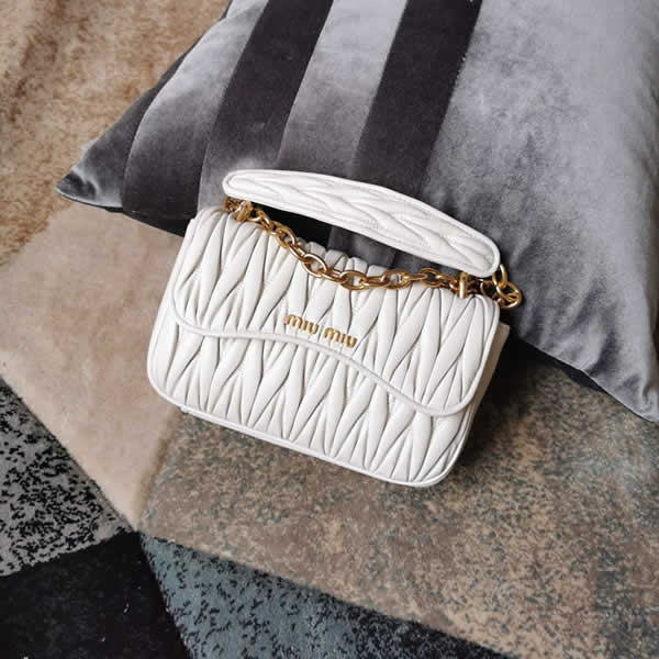 Knock Off New Miu Miu Matelasse Top Quality White Flap Handbag Crossbody Bag 5BD140