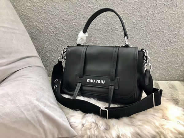 Replica New Miu Miu Grace Lux Leather Black Shoulder Bag 5Bd078