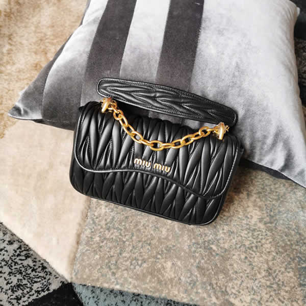 Knock Off New Miu Miu Matelasse Top Quality Black Flap Handbag Crossbody Bag 5BD140