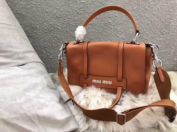 Replica New Miu Miu Grace Lux Leather Brown Shoulder Bag 5Bd078