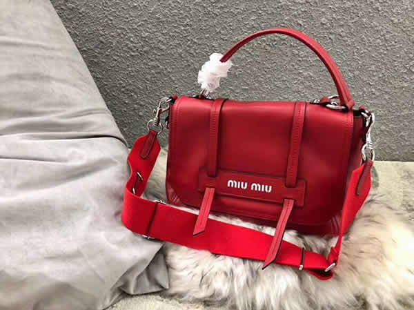 Replica New Miu Miu Grace Lux Leather Red Shoulder Bag 5Bd078