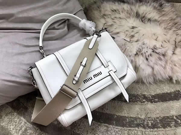 Replica New Miu Miu Grace Lux Leather White Shoulder Bag 5Bd078