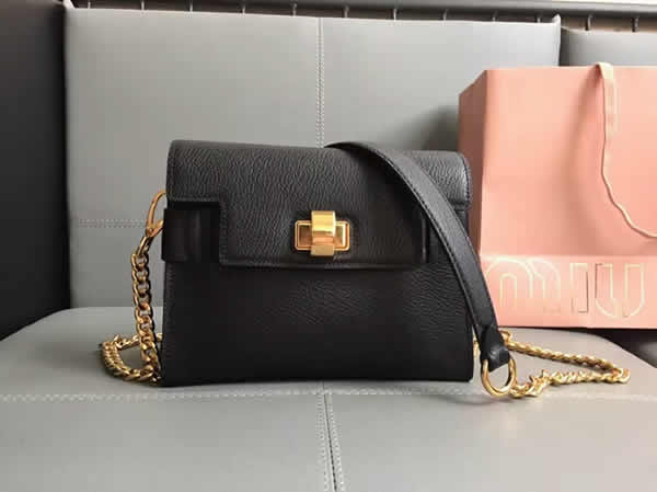 Replica Fashion Cheap Black Miu Miu Sheepskin Flap Bag 5BD059