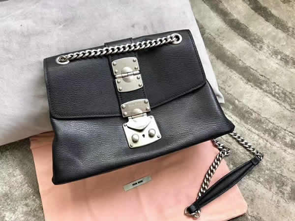 Fake Cheap Black Miu Miu Sheepskin Shoulder Bag Messenger Bags 5Bd101