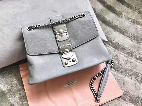 Fake Cheap Gray Miu Miu Sheepskin Shoulder Bag Messenger Bags 5Bd101