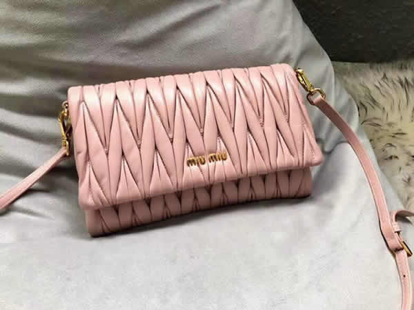 Fake New Pink Miu Miu Matelasse Shoulder Bag With Brass Hardware 5Bh080