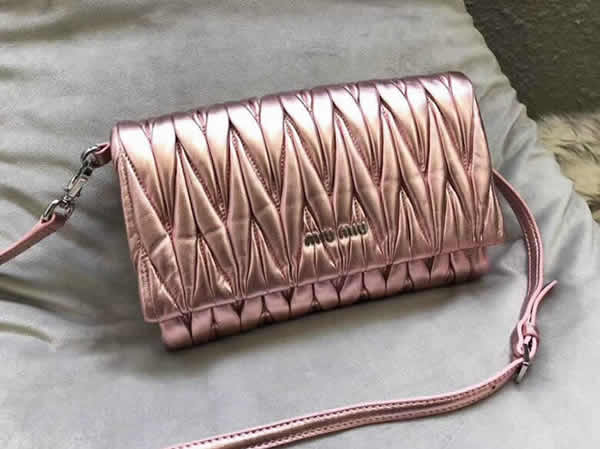 Fake New Pink Miu Miu Matelasse Shoulder Bag With Brass Hardware 5Bh080