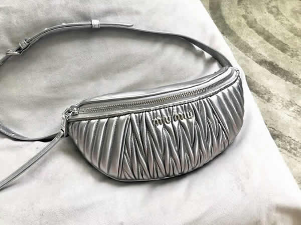 Replica Miu Miu Matelasse New Pocket Silver Messenger Bag 5B010