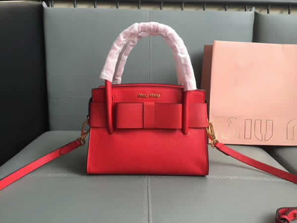 Fake New Miu Miu Bow Handbag Red Messenger Bag 5Ba059