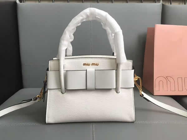 Fake New Miu Miu Bow Handbag White Messenger Bag 5Ba059