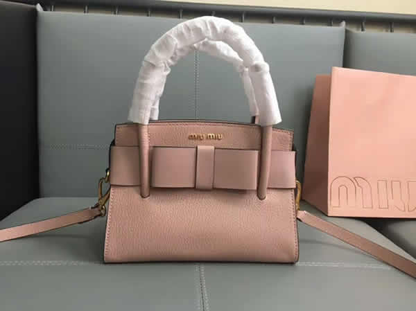 Fake New Miu Miu Bow Handbag Pink Messenger Bag 5Ba059