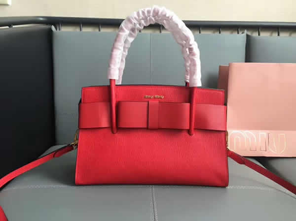 Fake Miu Miu New Bow Handbag Red Messenger Bag 5Ba055