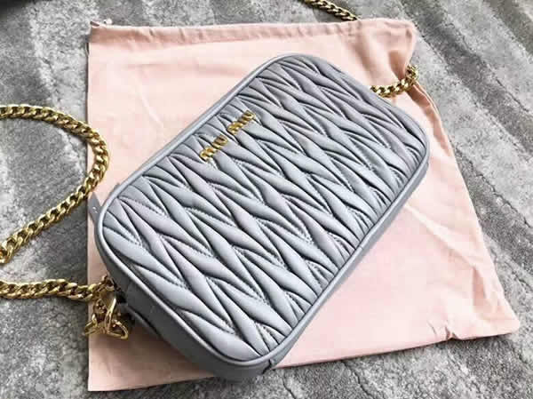 Fake Miu Miu Matelasse Gray Shoulder Crossbody Bag 5BH118B