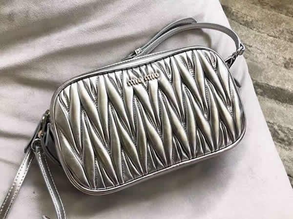 Discount Miu Miu Matelasse Silver Shoulder Bag Crossbody Bag 5BH539