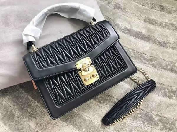 Fake Miu Miu Matelasse Black Flap Bag Tote Bag 5Ba094