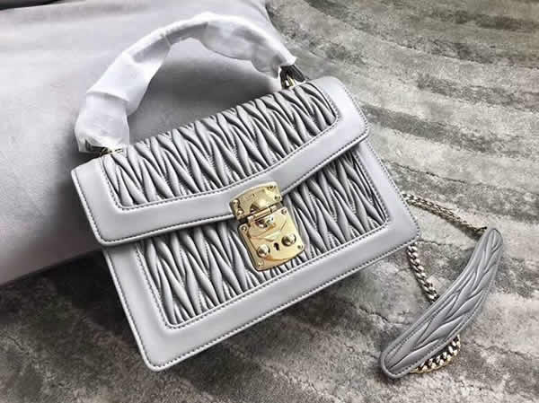 Fake Miu Miu Matelasse Gray Flap Bag Tote Bag 5Ba094