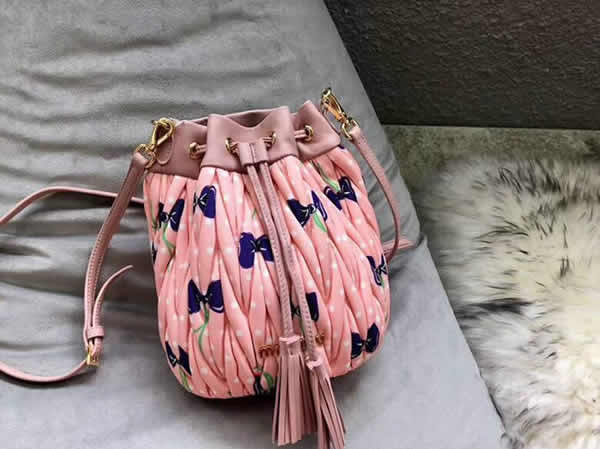 Replica New Fashion Miu Miu Light Pink Bucket Bag 5Be014