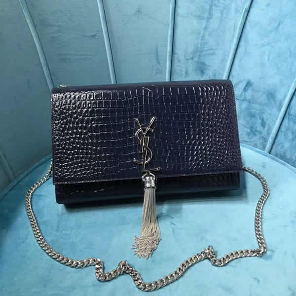 Classic Yves Saint Laurent Monogram Blue Flap Shoulder Crossbody Bag 354119