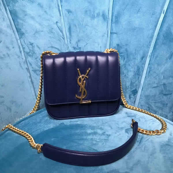 1:1 Quality Replica Yves Saint Laurent Vicky Blue Flap Shoulder Bag 538439