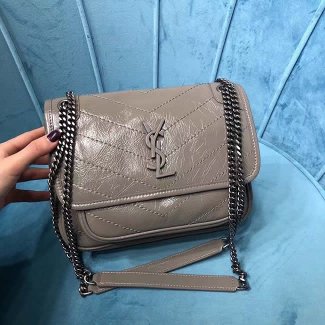 Replica Top Quality Yves Saint Laurent Baby Niki Gray Flap Shoulder Bag