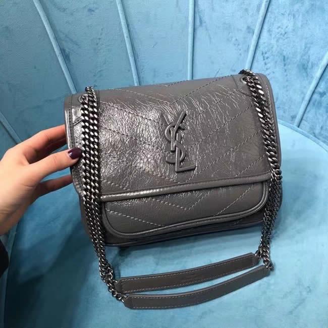 Replica Fashion Yves Saint Laurent Baby Niki Dark Gray Flap Shoulder Bag