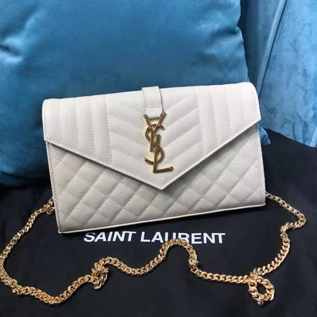 Fake Yves Saint Laurent Monogram Mix Matelasse White Flap Shoulder Bag