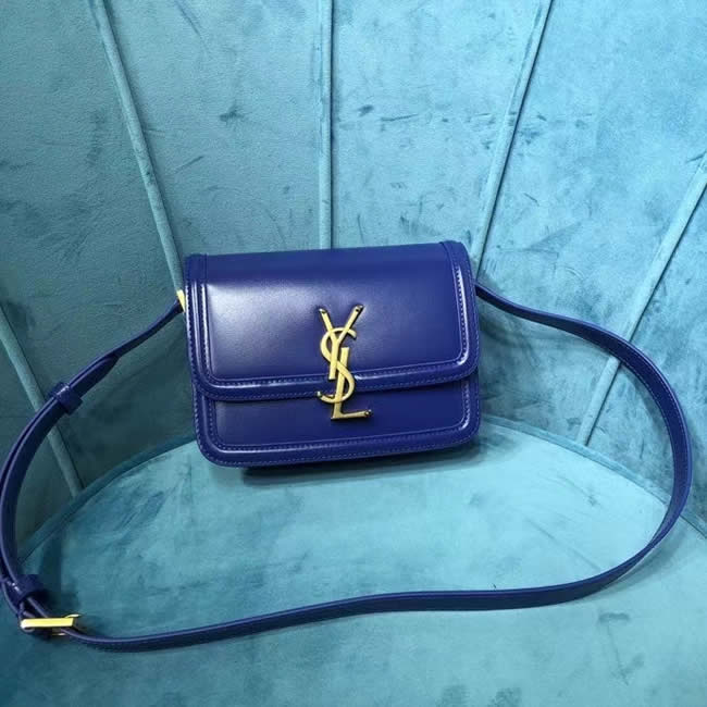 Fake Yves Saint Laurent Solferino Box Monogram Blue Crossbody Bag