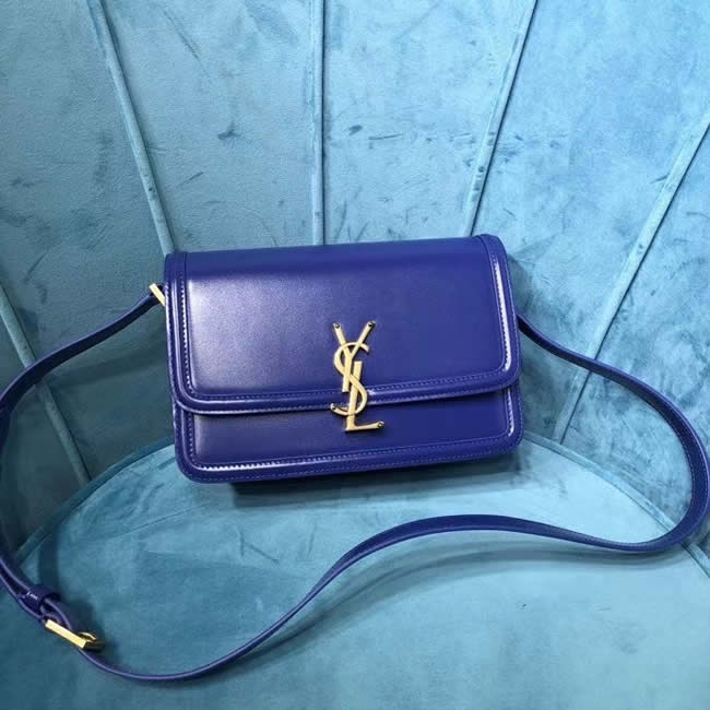 Replica Yves Saint Laurent Solferino Box Monogram Blue Shoulder Bag