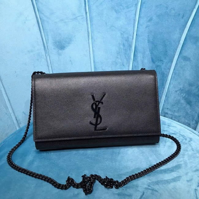 Yves Saint Laurent Monogram Leather Black Shoulder Bag Classic Flap HandBag